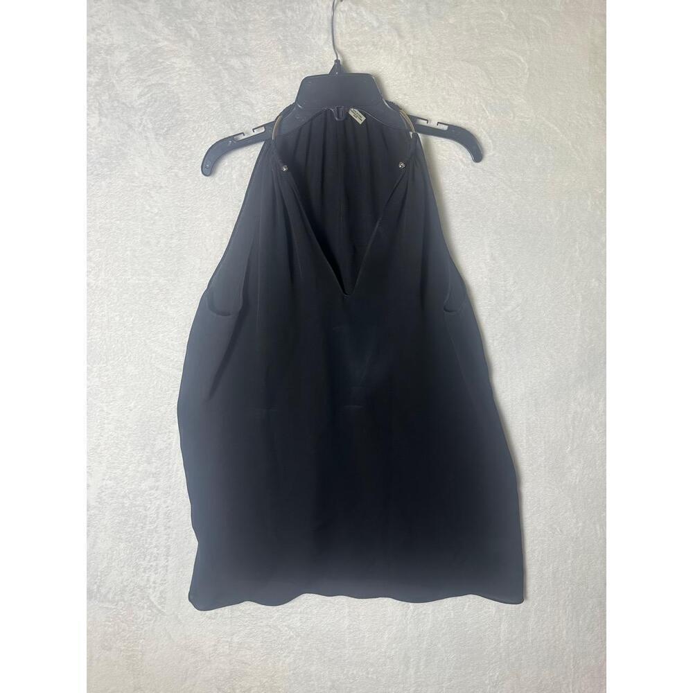 Ramy Brook Black Sleeveless Metal Clamp Neckline Halter Top Size Extra Small